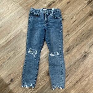 Good American Women's Skinny Jeans - Distressed Blue